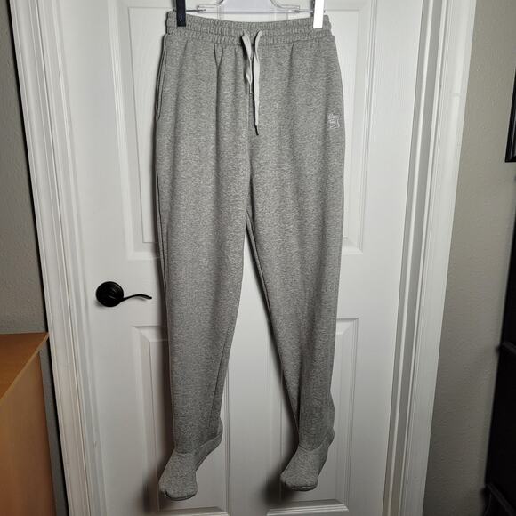 Cozy Toes Sweatpants Medium Large Gray Footed Lounge Joggers Pockets Warm - Picture 1 of 12